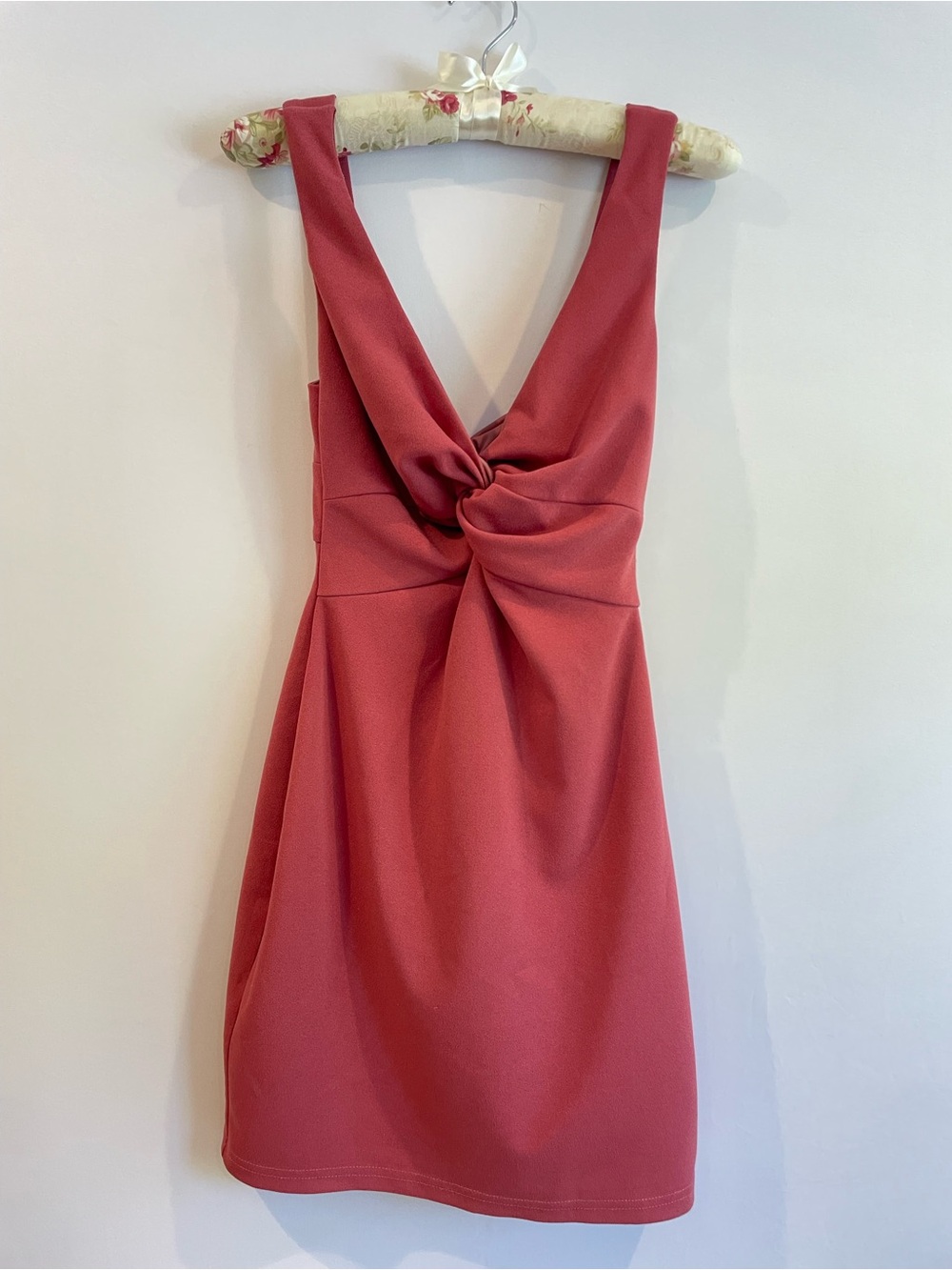 Lulu's Rose Twist-Front Mini Dress